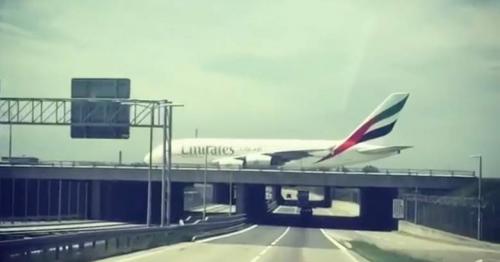 Did an Emirates A380 land on a highway?