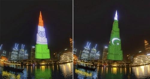 Pakistan, India flags displayed on Dubai's Burj Khalifa